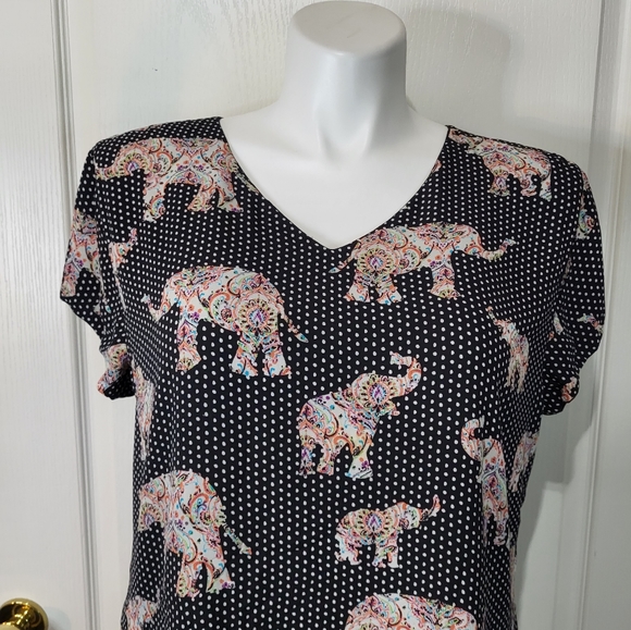 My Boutique Polkadot Elephant Print Top Size Xl - Picture 2 of 6